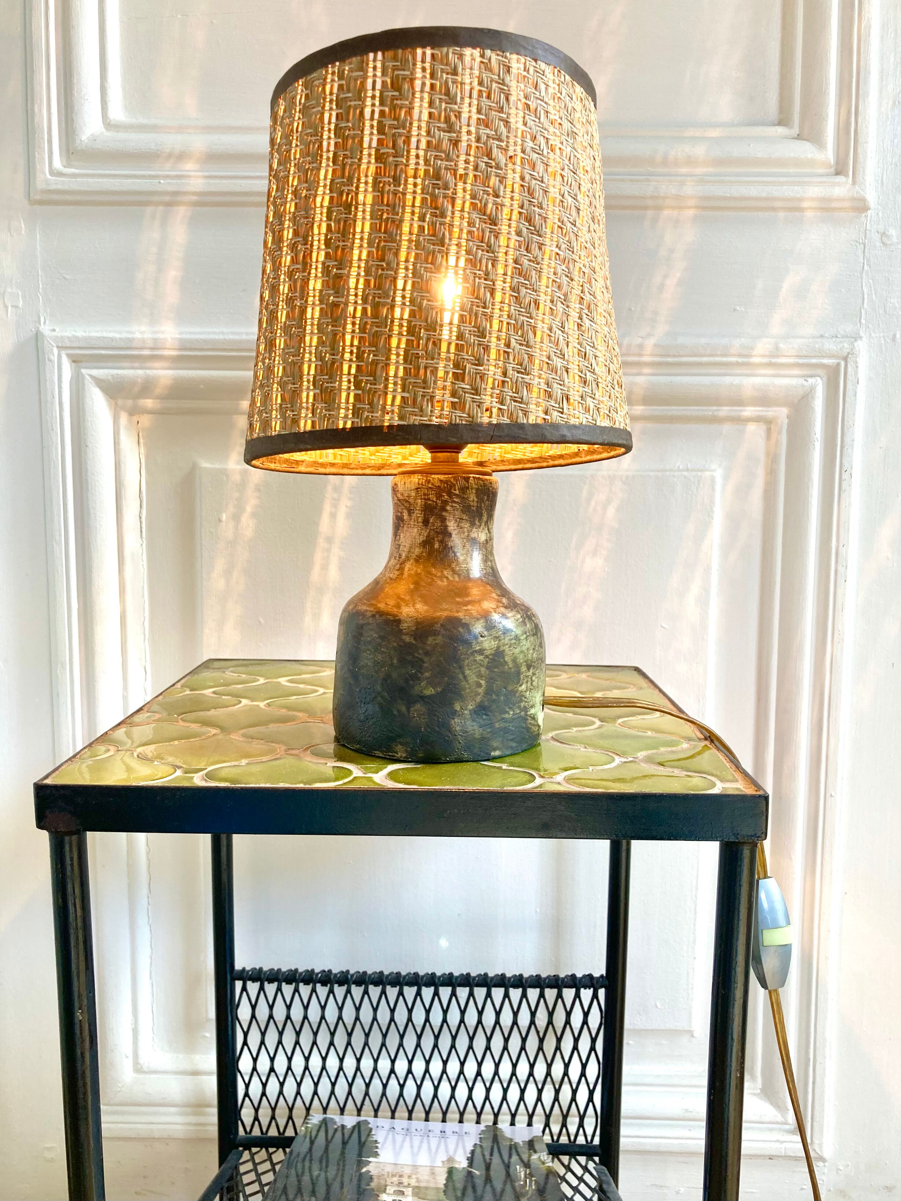 Earth lamp and braided lampshade 70s/70s