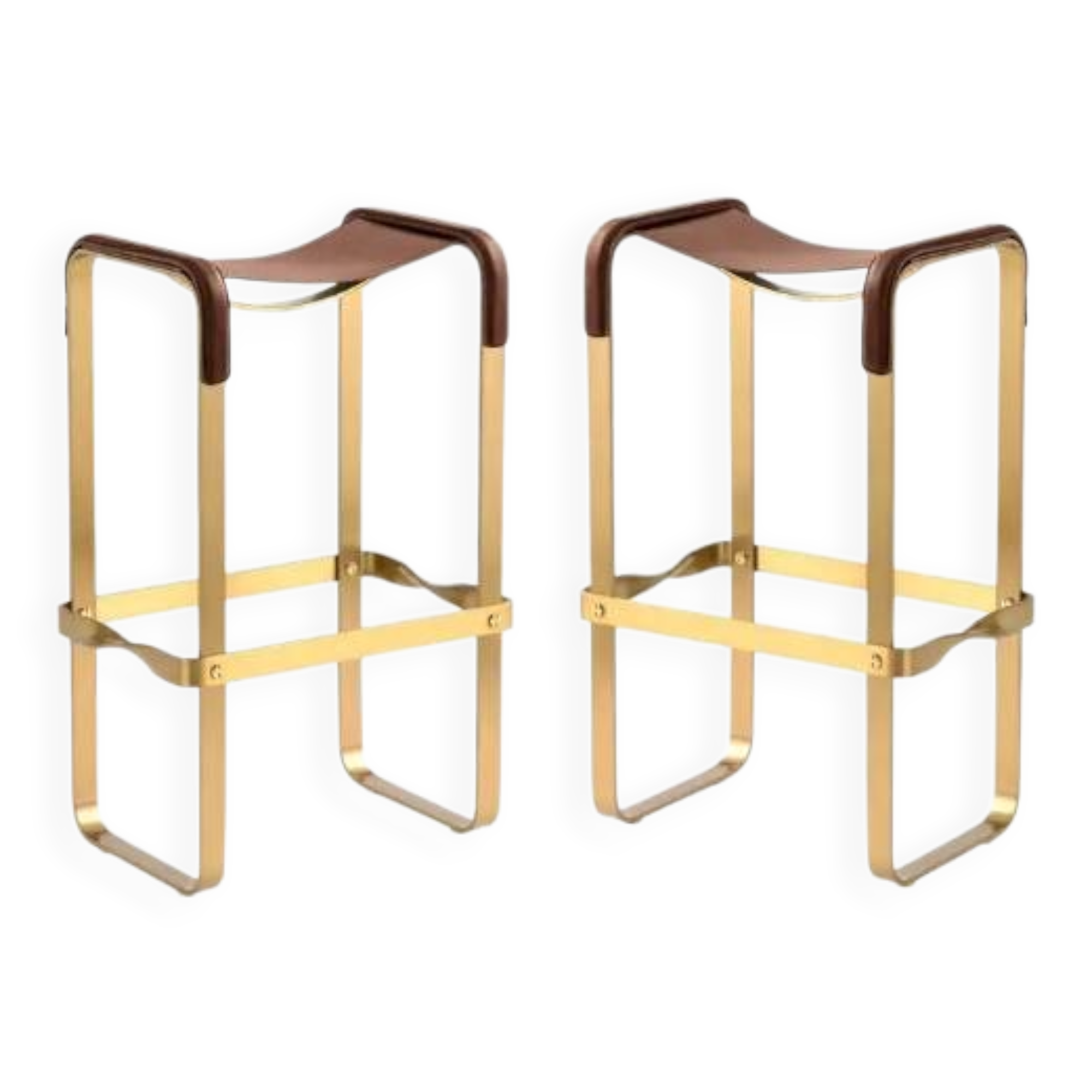 Wanderlust pair of backless stools, brown colour, with finishes.