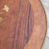 Selette pedestal side table Louis XV style with decorated marquetry and rosewood - 1900s