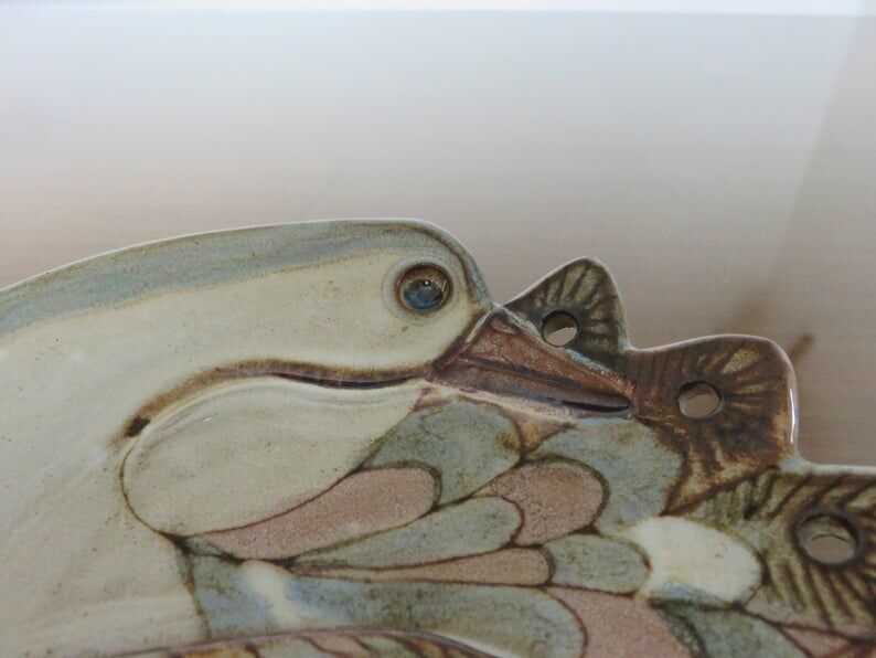 Empty ceramic pocket signed " bird " 60s 70s