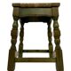Vintage wooden stool straw seat 70s minimalist design in green