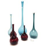 Set de 6 vases tulipe en verre soufflé par Arthur Percy, Gullaskruf, Suède
