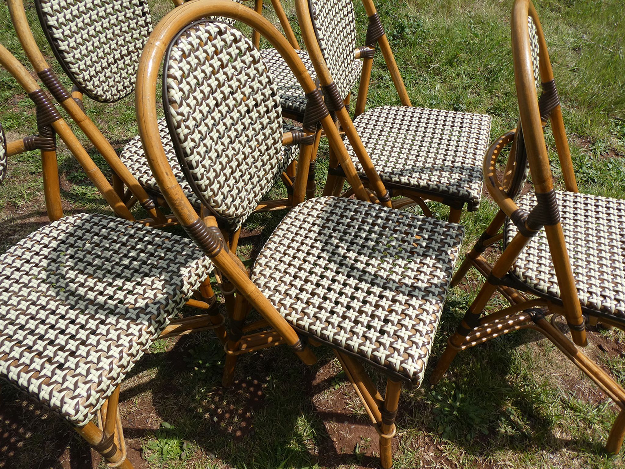 Set of 6 chairs bistro terrace "Parisian" rattan and brown braiding