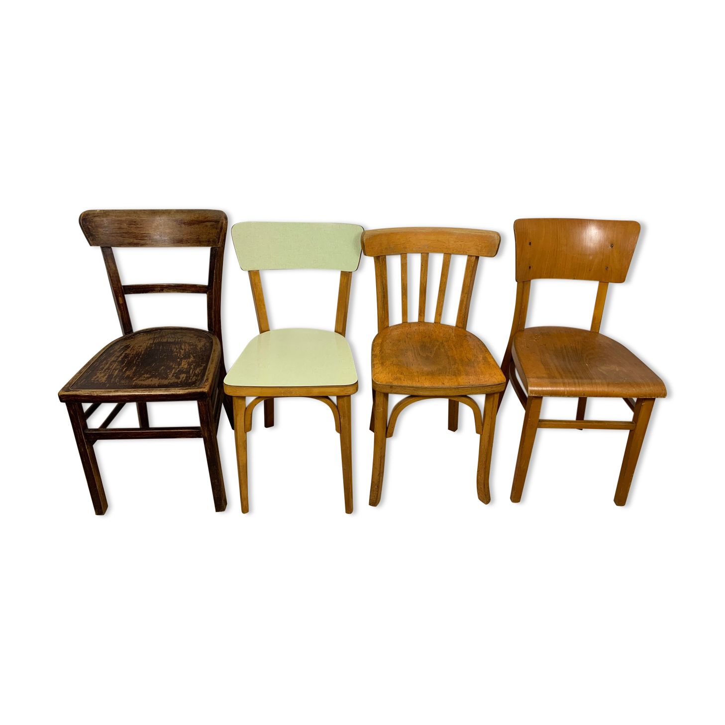 4 mismatched bistro chairs