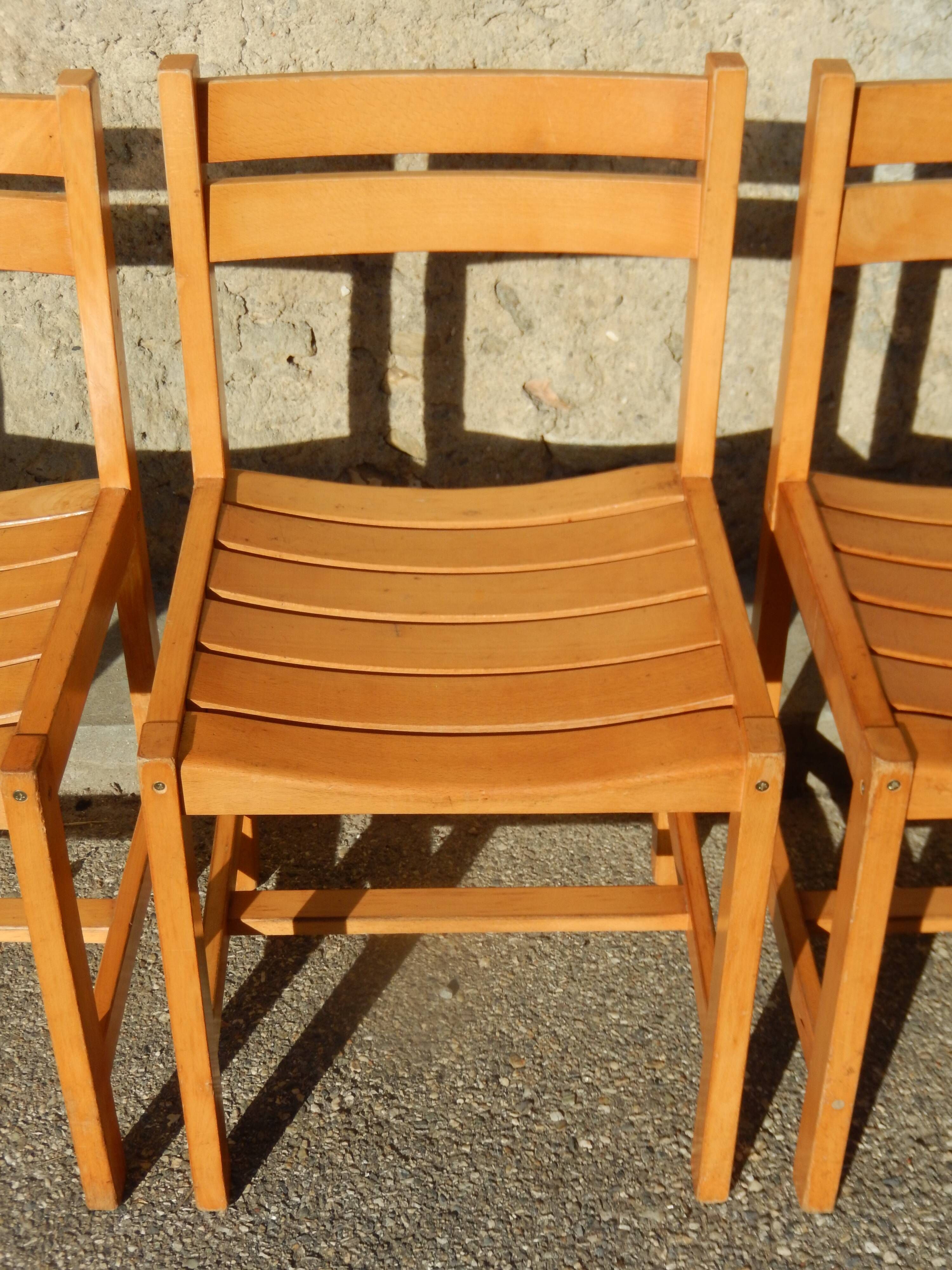 4 wooden chairs in Scandinavian style by André Sornay - dlg de Regain / Perriand