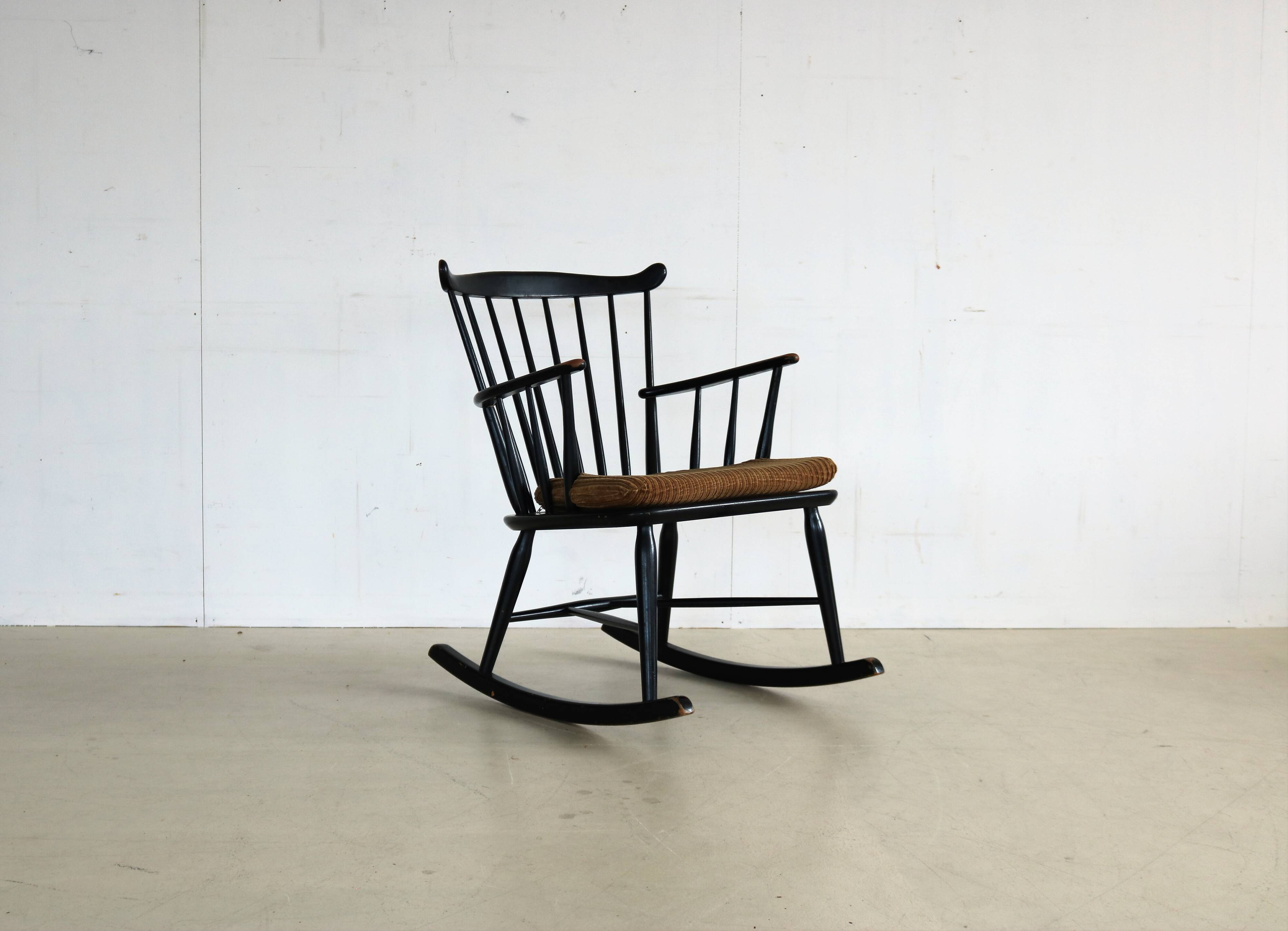 Vintage wooden rocking chair by Farstrup
