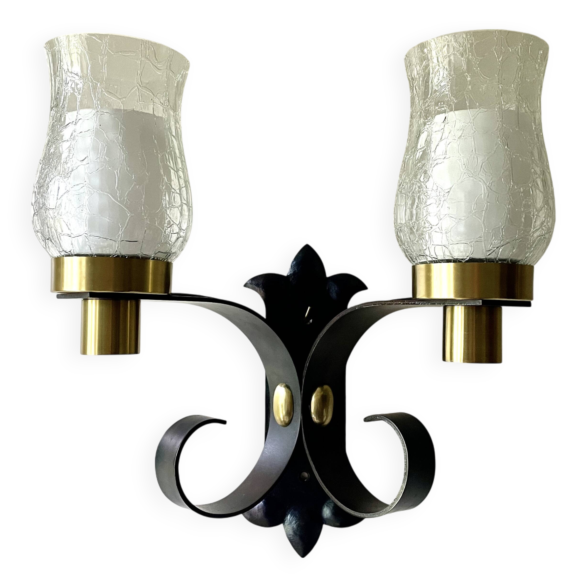 Large brutalist wall light by Jean Perzel