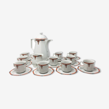 Art deco white coffee and tea set, 1930s, set of 12