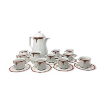 Art deco white coffee and tea set, 1930s, set of 12