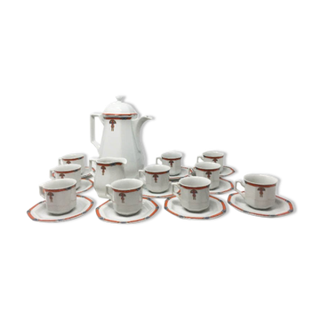 Service à café et à thé blanc Art déco, années 1930, ensemble de 12