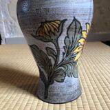 Sunflower vase signed Fonck and Matéo, Vallauris 60s