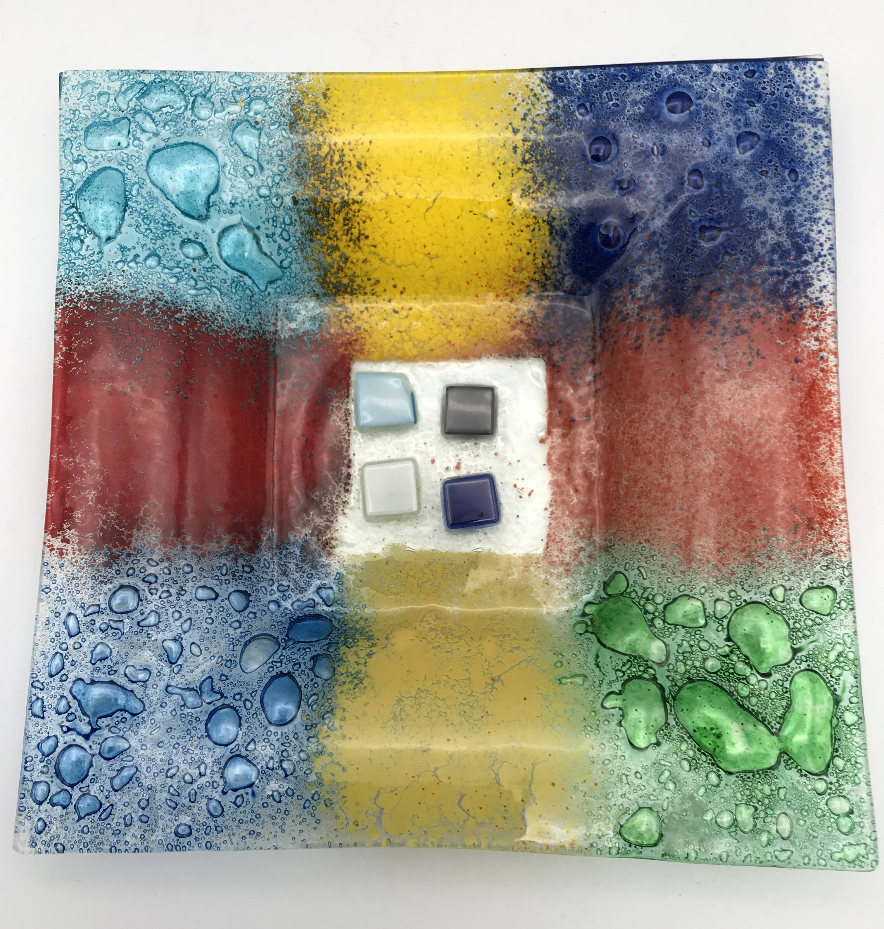 Murano art glass pocket tray, color blocks