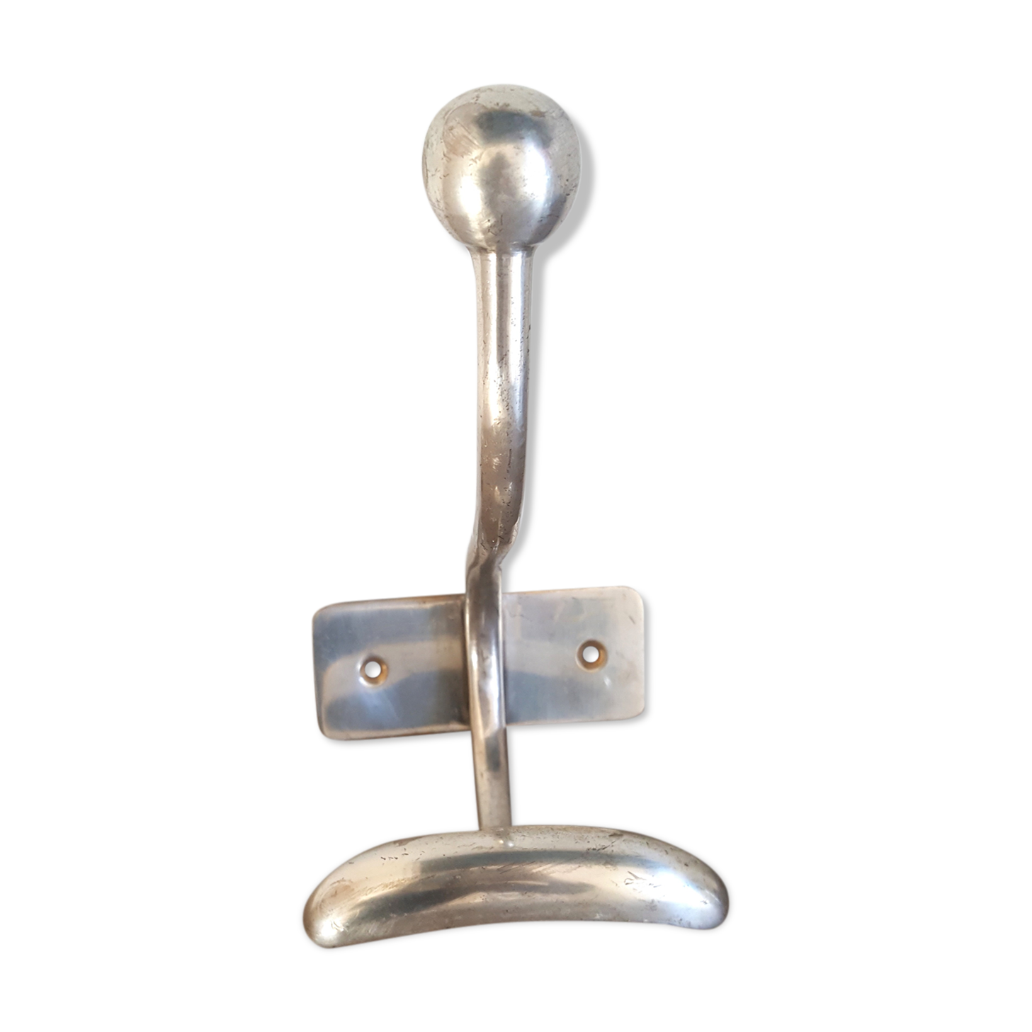 Old chrome metal school patère