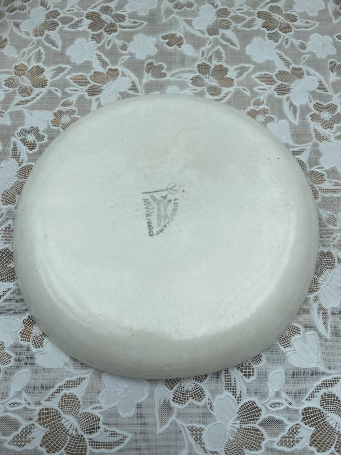 6 Longchamp Fondue Plates – 22 cm – Vintage Enameled Stoneware