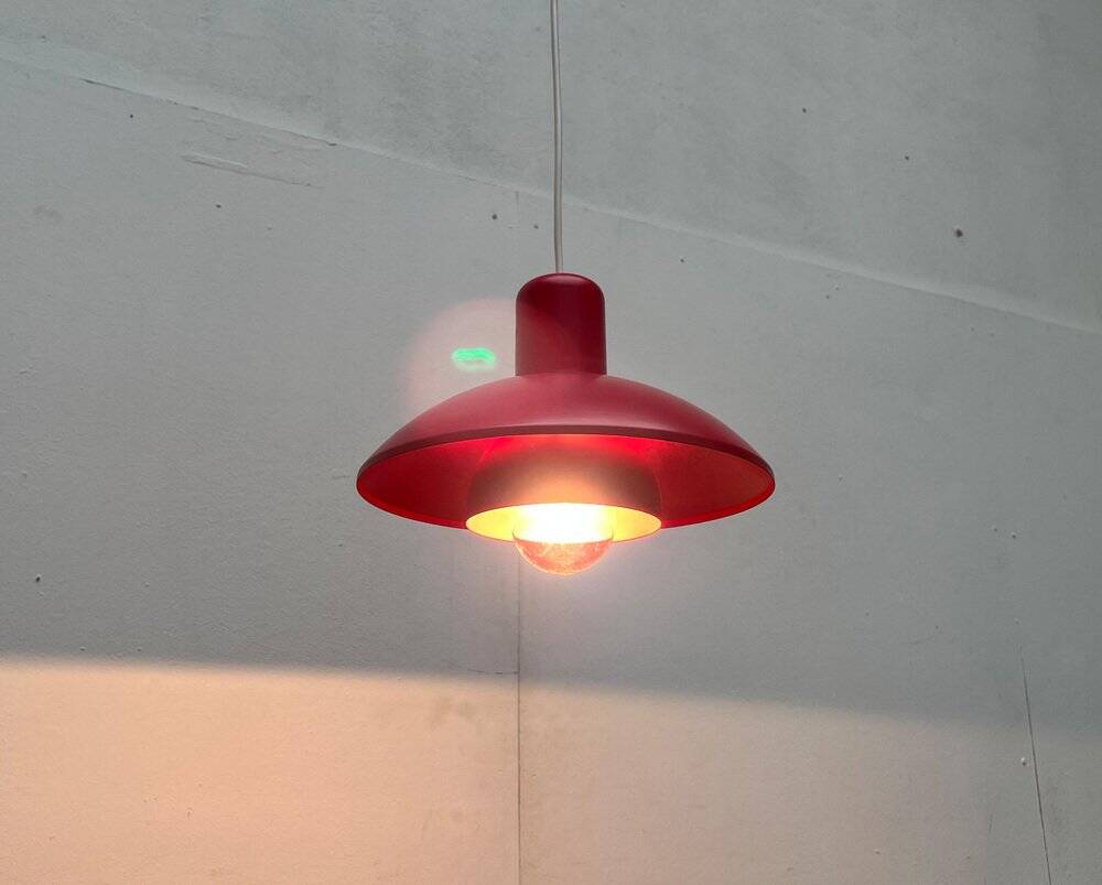 Red pendant lamp model 728 Danish mid-century by Horn, 1960s.