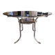 Round table in chromed metal and smoked glass