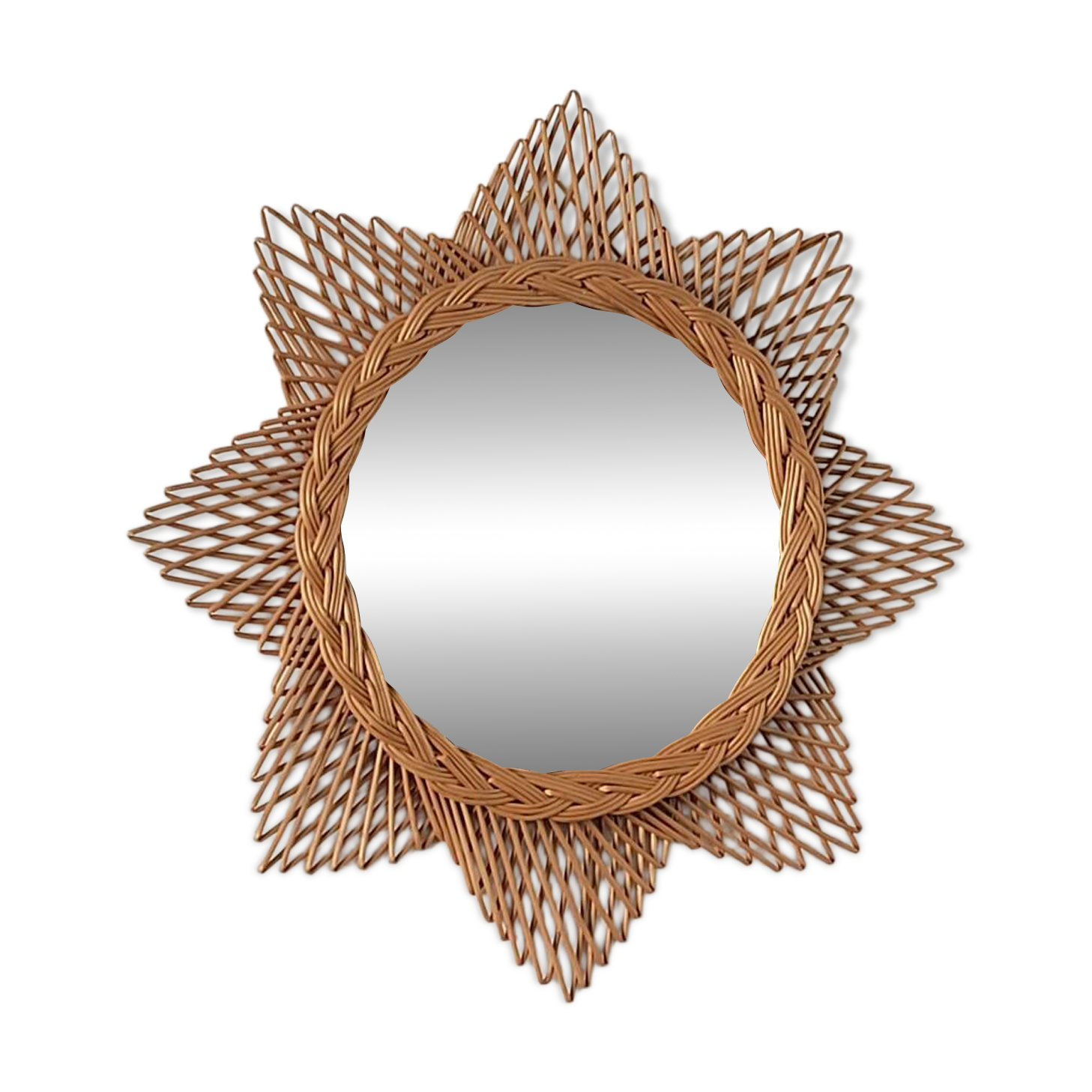 Miroir soleil rotin