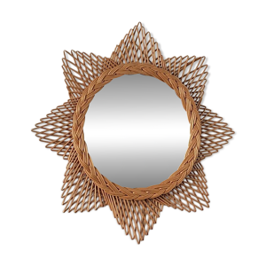 Miroir soleil rotin