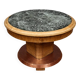 Art Deco table in wood, copper and marble – circular top – around 1930