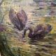 Tableau paysage cygnes
