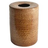 Scandinavian Modern Brown Cylindrical Vase, Jerk Werkmäster, Nittsjö Sweden 1960