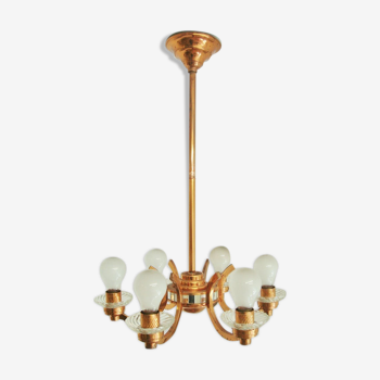 Ancient 1950s copper chandelier