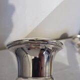 Pair of silver metal candle holders