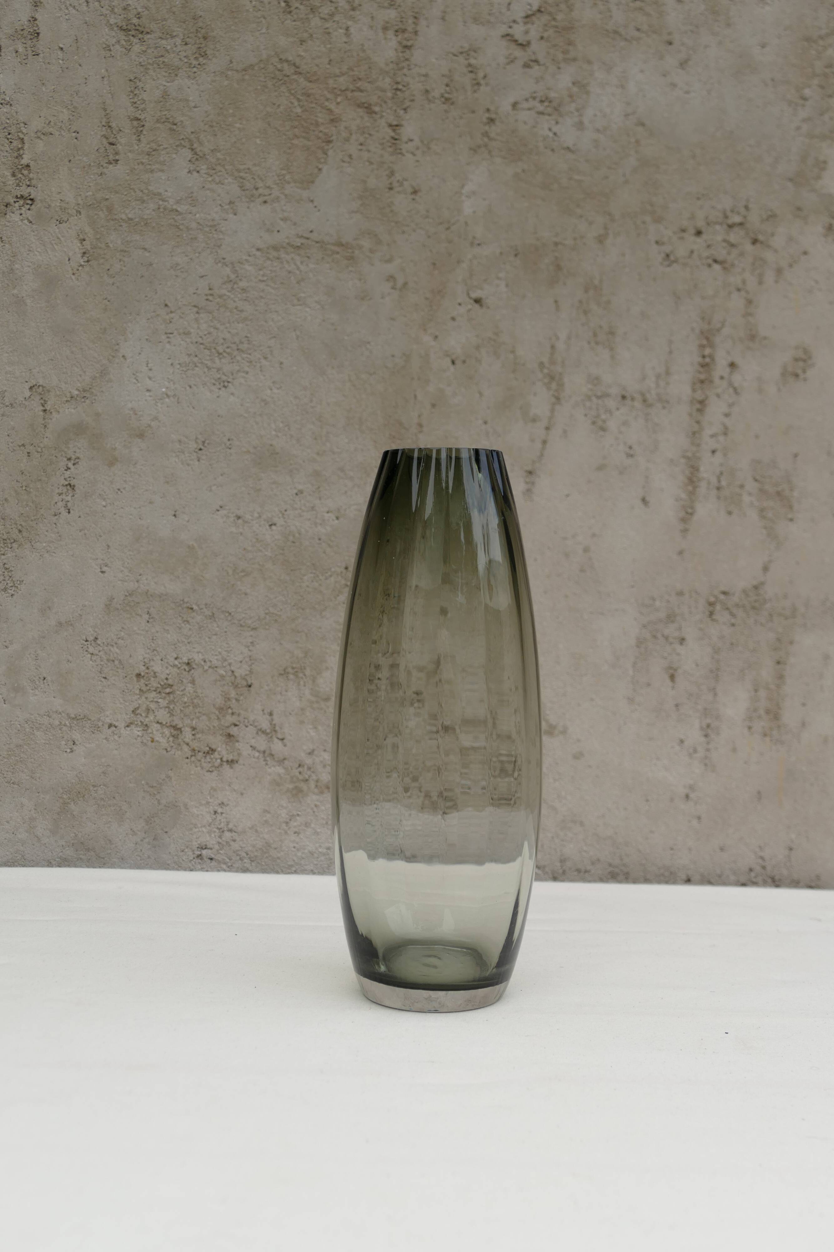 Vintage smoked glass vase