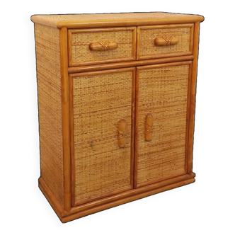 Vintage rattan and woven rattan storage unit from the 60s