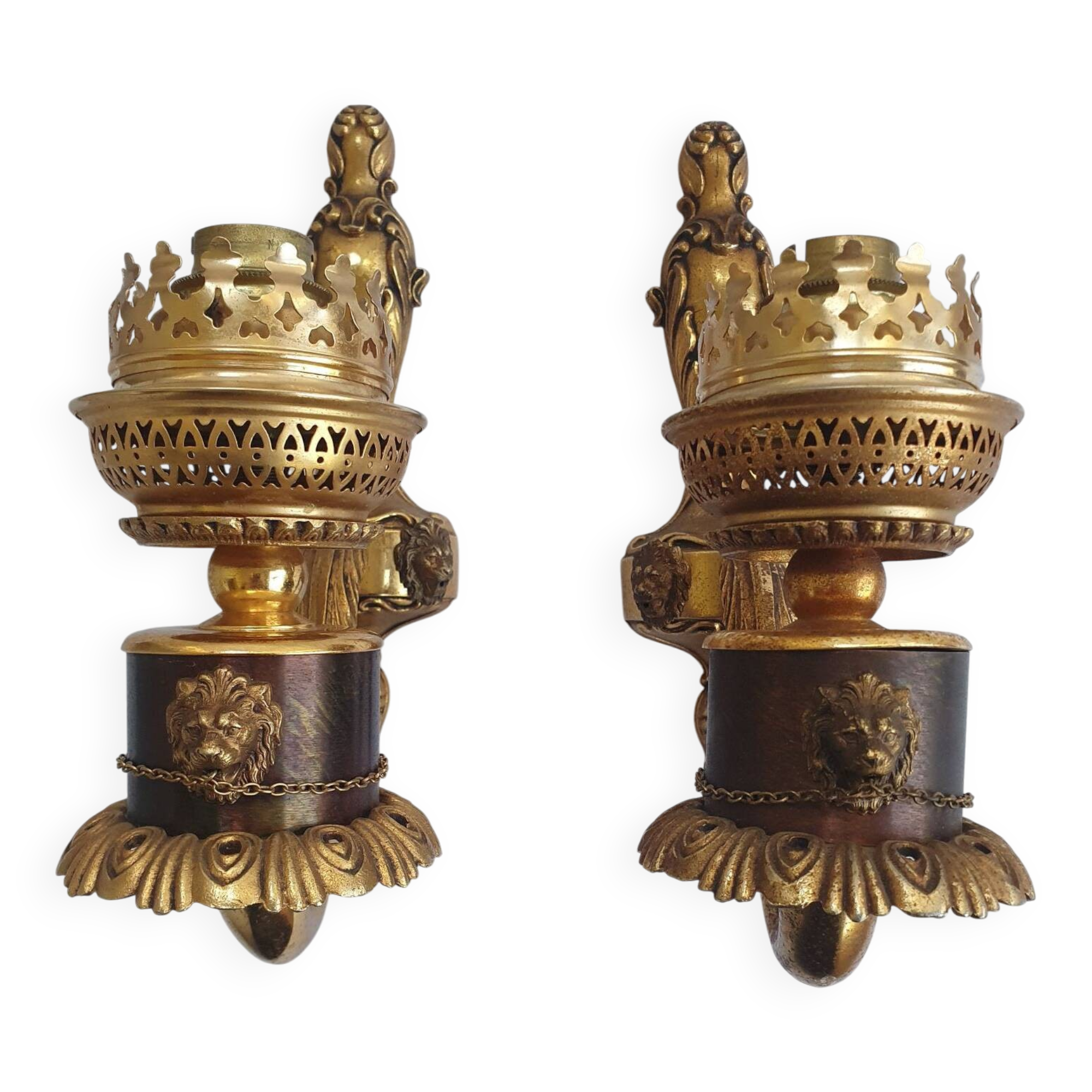 Paire d'appliques murales en bronze style Empire anciennes