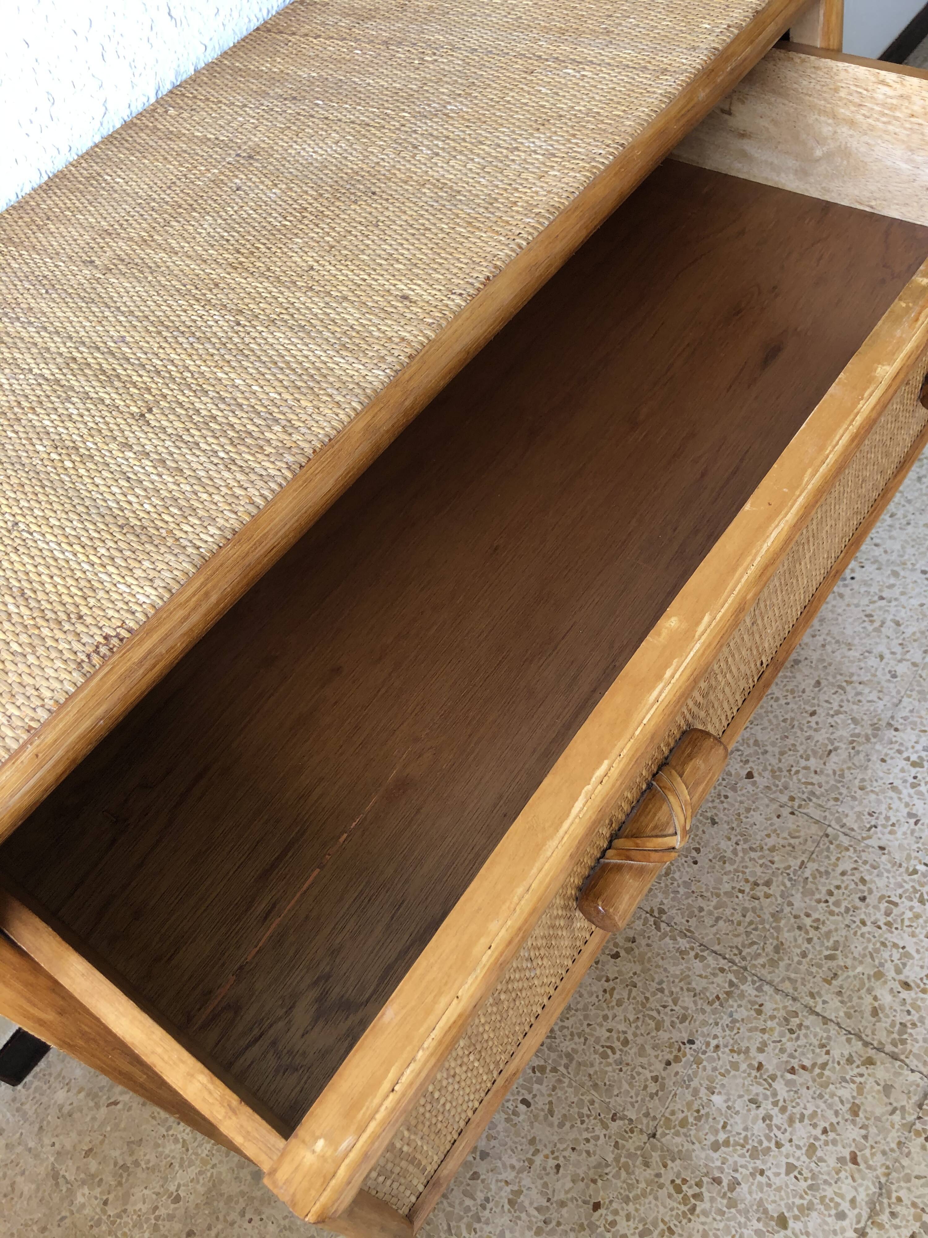 Vintage rattan dresser