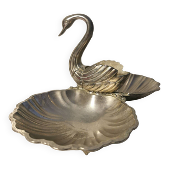 Double swan cup in silver metal 1960s vintage