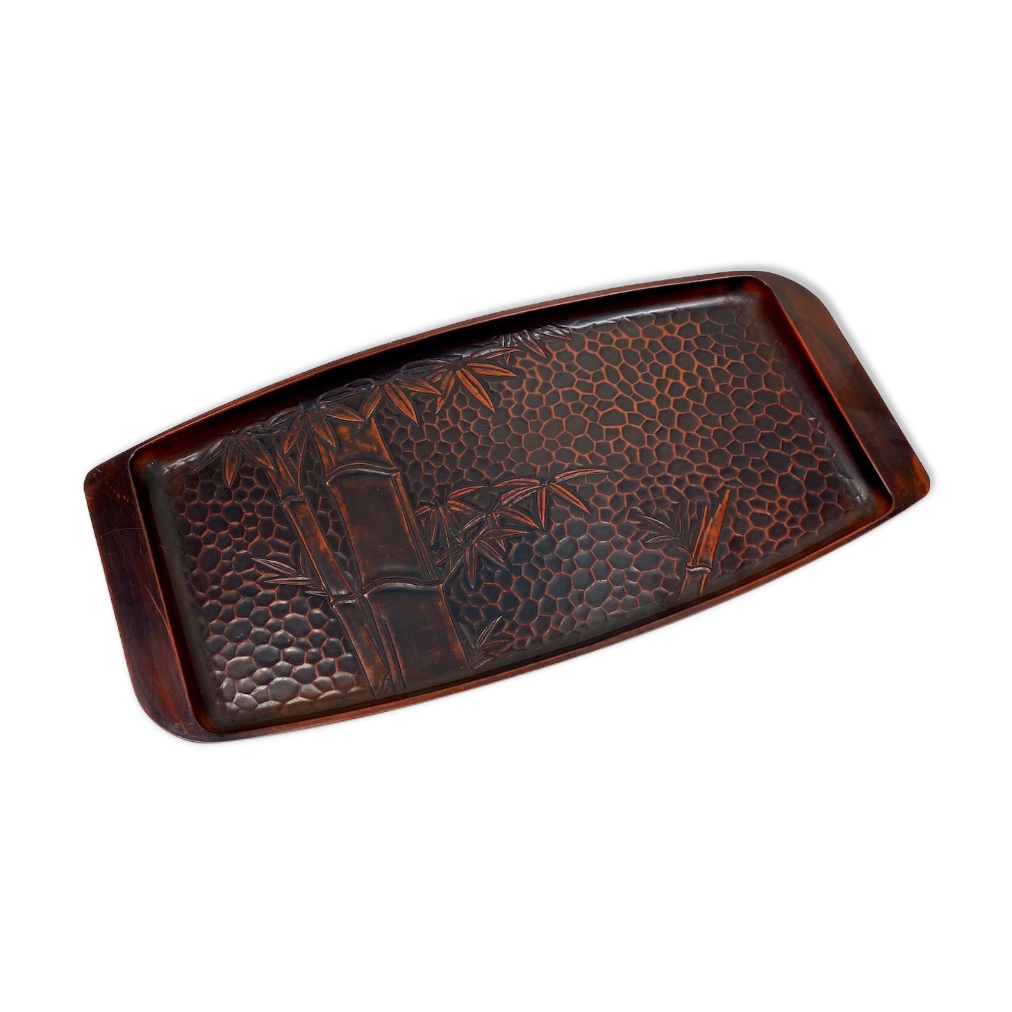 Vintage tea tray with bamboo design