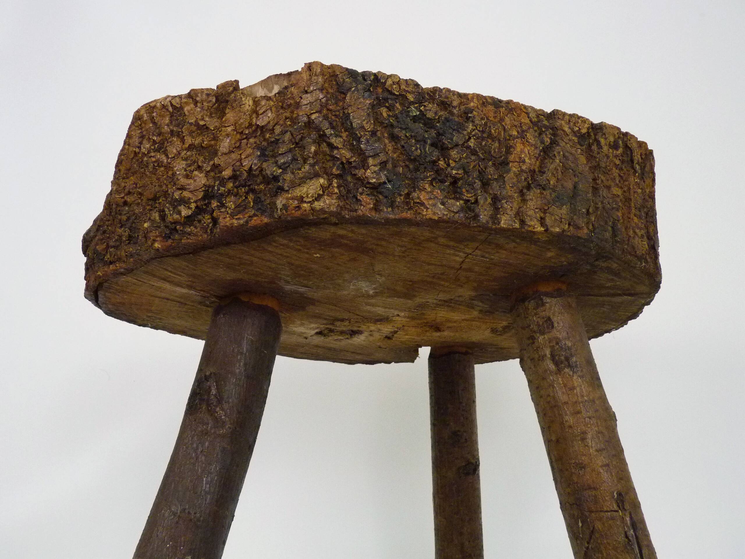 Tripod oak milking stool, Ariège peasant art, France (19th century)