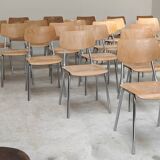 Set of 22 Kovona chrome and wood restaurant chairs