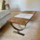 Ceramic coffee table and brushed steel by Jean Gregorieff