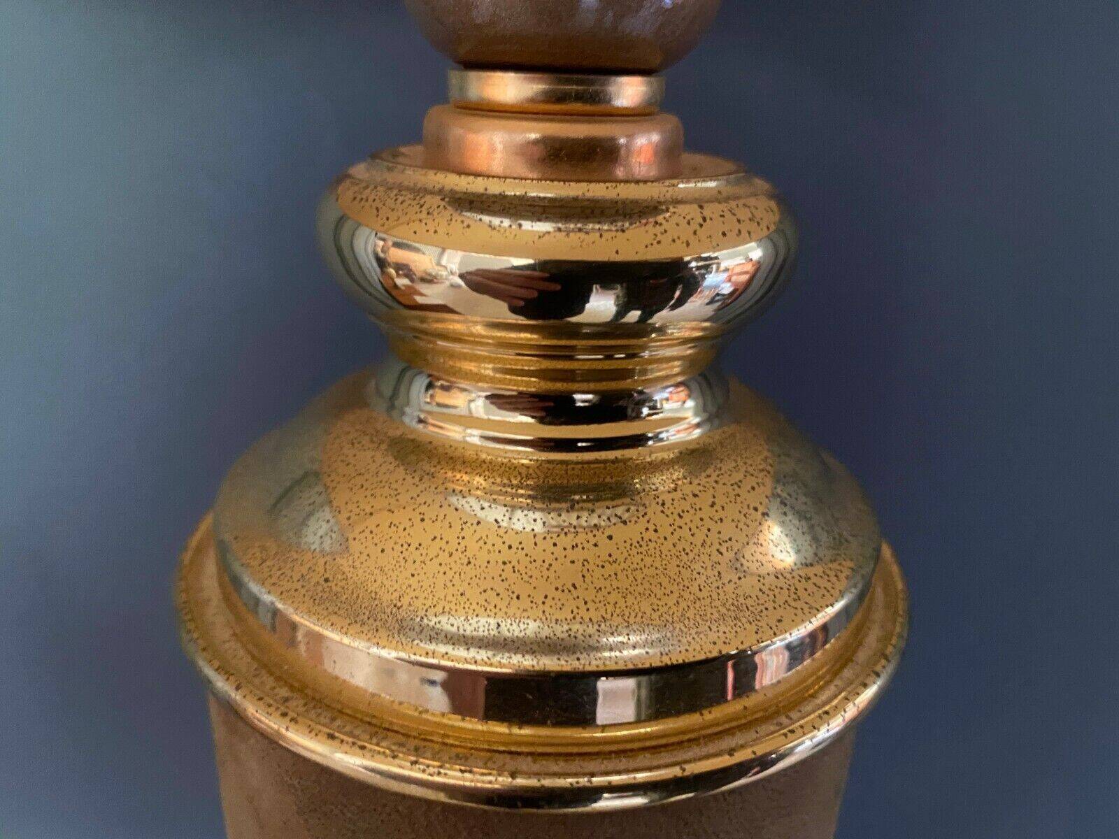 Leather and gold metal lamp from Le Dauphin 1970