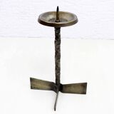 Brutalist bronze candle holder
