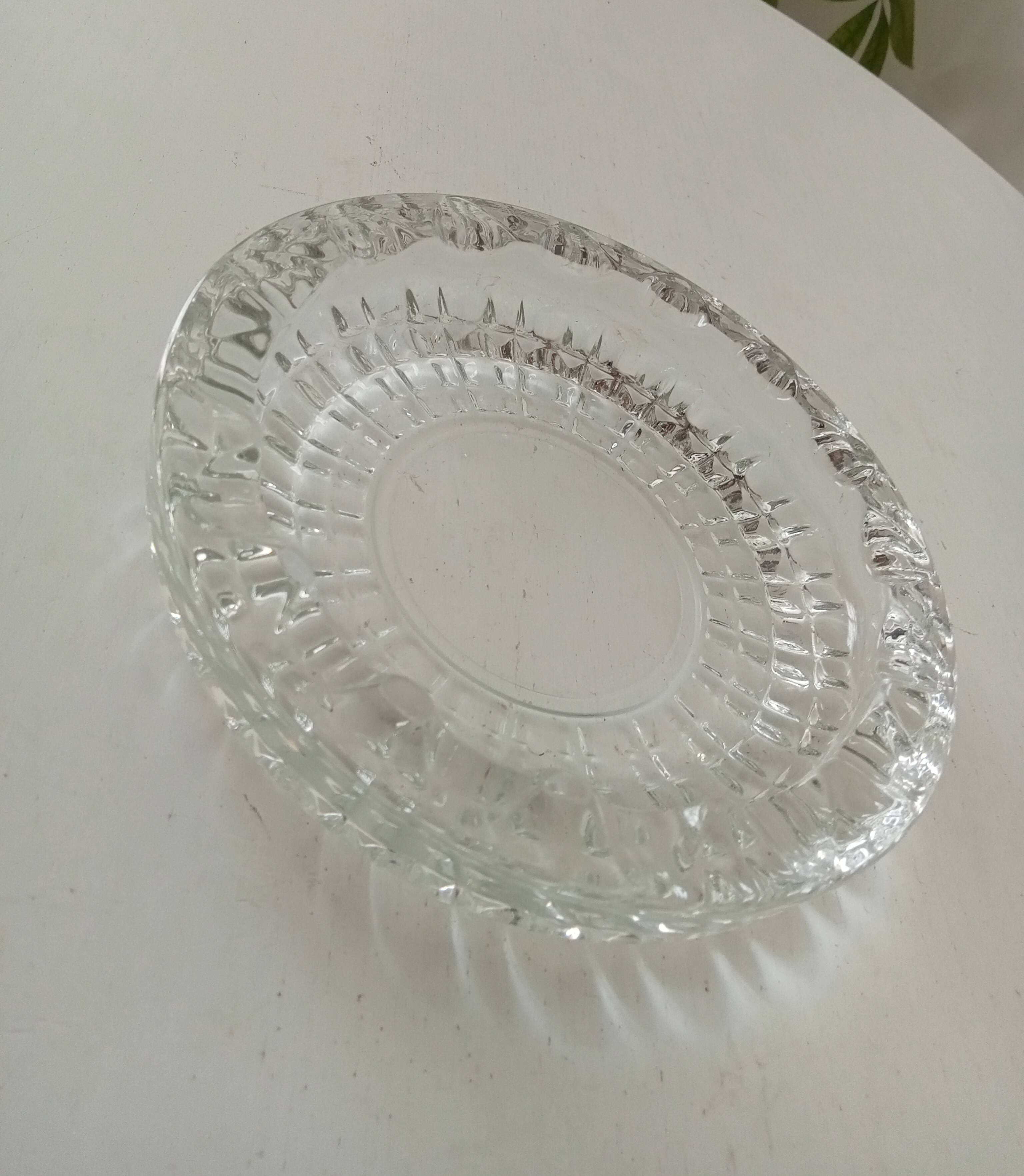 Large vintage molded glass ashtray