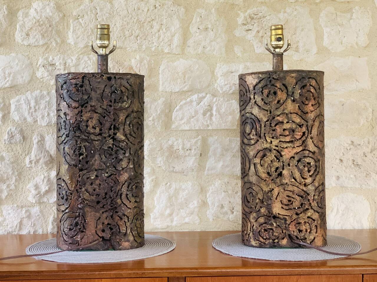 Pair of Brutalist table lamps by Irv Bramberg, 1960s