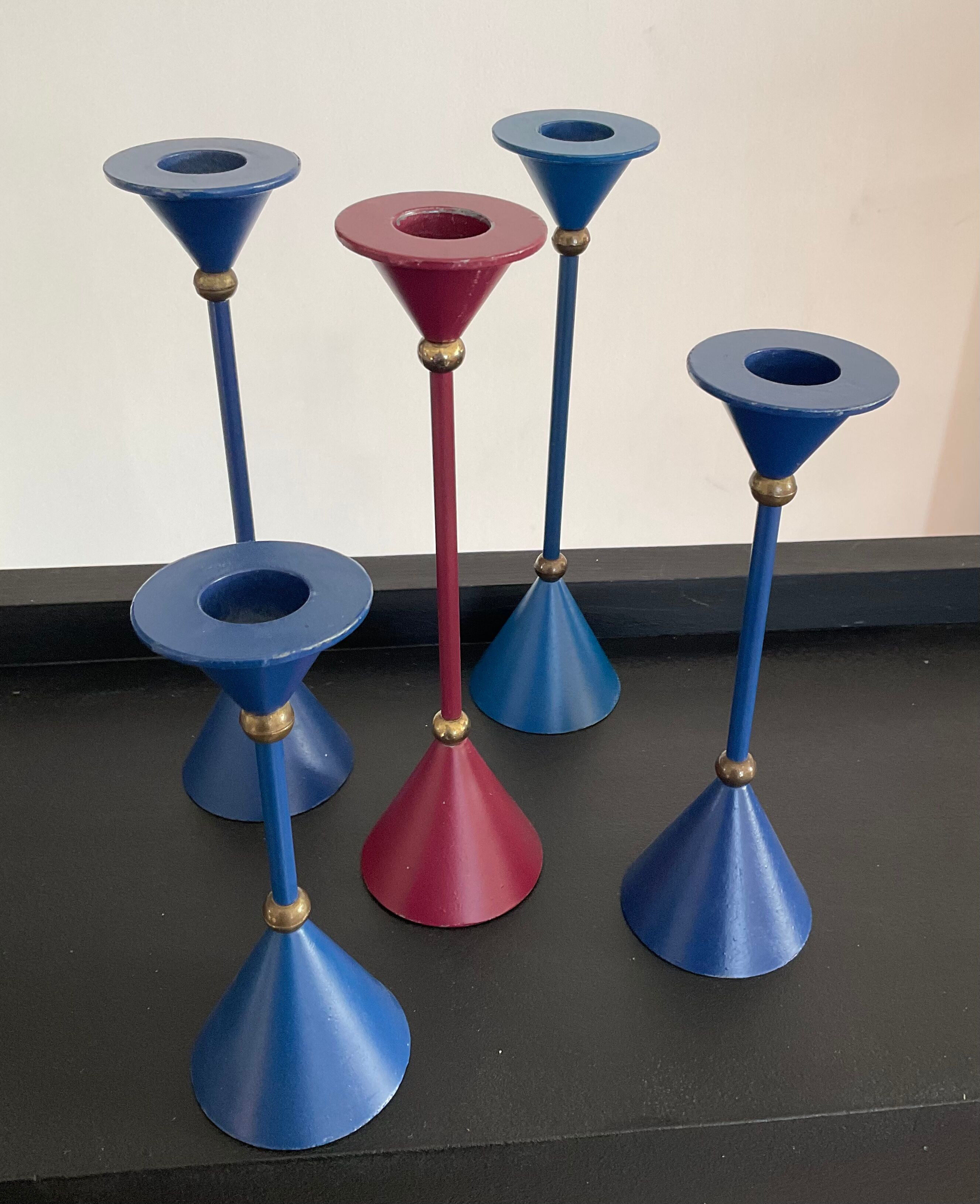 Série de 5 bougeoirs vintage des années 80