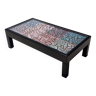 Table Basse de Plage Rectangulaire Vintage Laquée à Relief en Plâtre Coloré