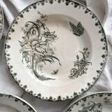 7 earthenware soup plates with butterfly and flower design "Nancy" LG Clairefontaine