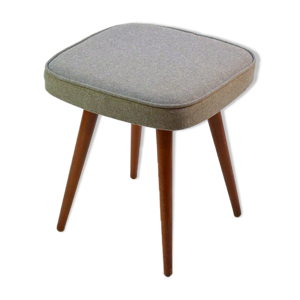 Tabouret vintage en bois et tissu