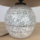 Lampe boule art déco, céramique crispée blanche, abat jour laine