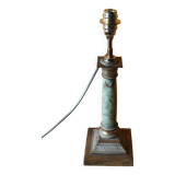Corinthian column lamp base in green onyx and bronze
