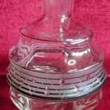 Carafe et 2 Gobelets en Cristal taillé et givré liserés noirs