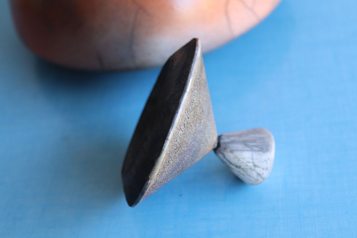 Raku ceramic bonbonnière signed