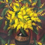 Still life with bouquet of mimosa by Florent Sichet