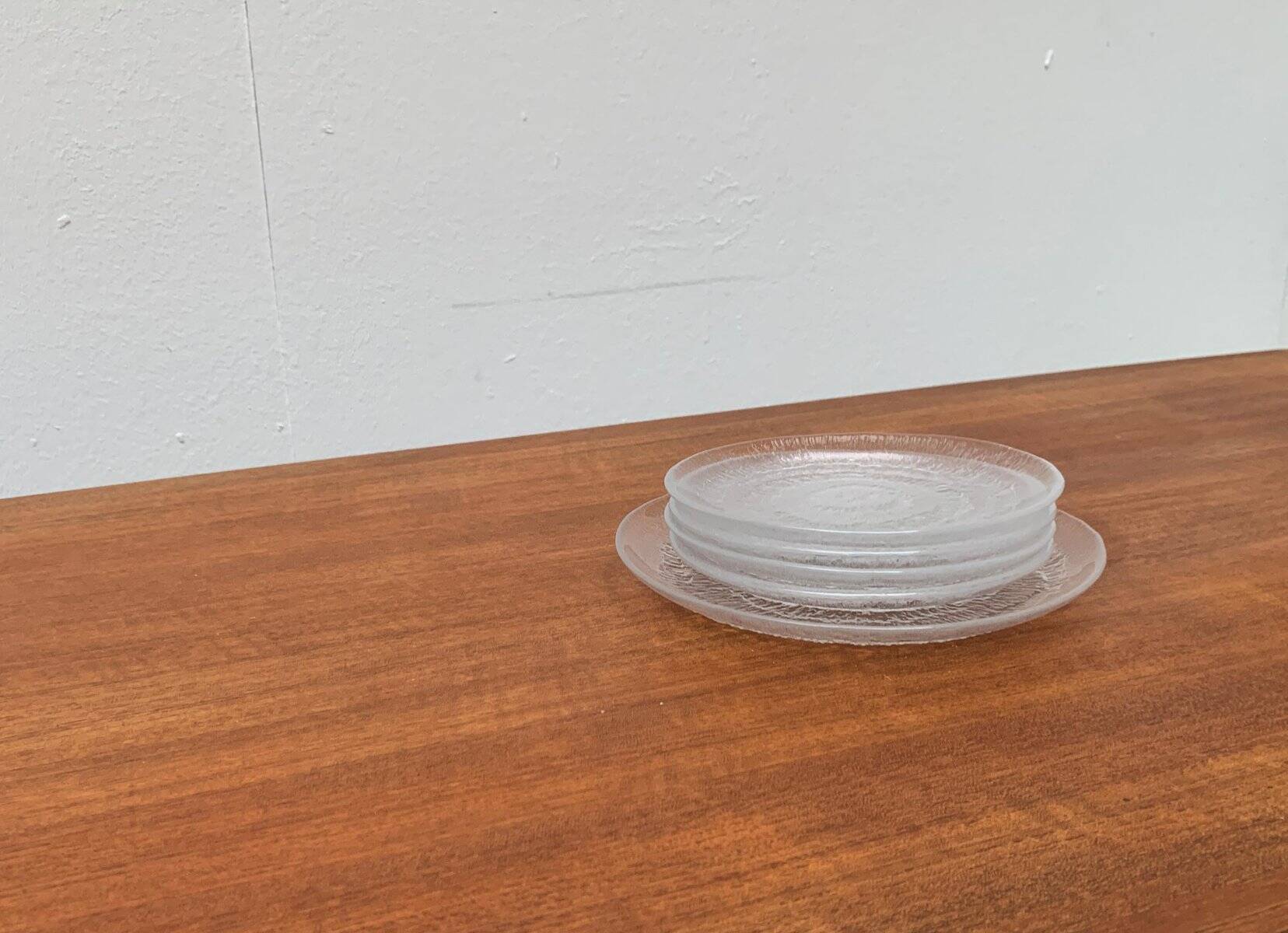 Vintage Finnish Glass Plates Solaris by Tapio Wirkkala for Iittala, Set of 5